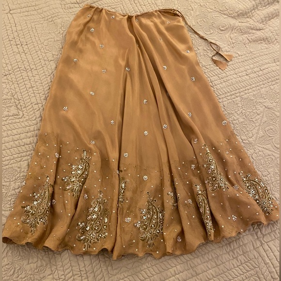 Vintage Casbah Cate Gold Sequined Silk Skirt - Picture 10 of 13